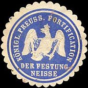 "Siegelmarke" do Reino da Prússia relativo ao Forte Neisse.