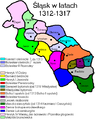 Il ducato di Jawor (in verde chiaro) ridotto alla sua estensione originaria nel 1312