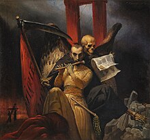 An 1850 painting by Horace Vernet titled Socialism and Cholera, depicting what Vernet thought were two ills that were plaguing France during the mid-19th century Socialism and Cholera).jpg