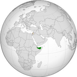 Map indicating locations of Somaliland and Israel