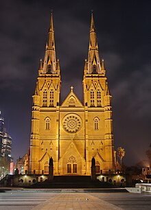St Mary's Cathedral, Sydney; front, facing south St Mary's Cathedral, Sydney HDR.jpg