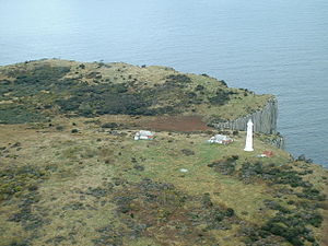 Der Leuchtturm auf Tasman Island mit Gebäuden