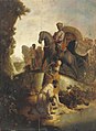 Die Taufe des Eunuchen, unbekannter Nachfolger nach einem verschollenen Original Rembrandts, 17. Jh., Öl auf Holz, 122,3 × 88,8 cm, Privatbesitz