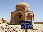 Ruins of an octagonal building crowned by a cuppola.