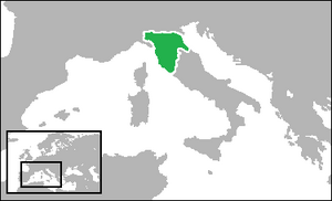 중앙이탈리아 연방의 행정 구역 (초록색)