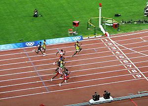 Thumb Dead Bolt on Usain Bolt Winning The 100 M Final 2008 Olympics  Photo Credit