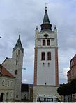 Vimperk belfry and church.jpg