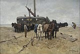 Անտոն Մաուվե - (1882): Bomschuit op het strand, private collection.