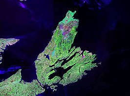 NASA Landsat foto van Cape Bretoneiland