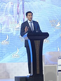 An APEC leader setting the tone for the 2013 APEC CEO summit with an opening speech Wishnu Wardhana - Opening APEC CEO Summit 2013.jpg