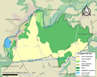 Carte en couleurs présentant l'occupation des sols.