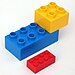 Two Duplo and one normal Lego bricks, photo ta...