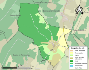 Carte en couleurs présentant l'occupation des sols.