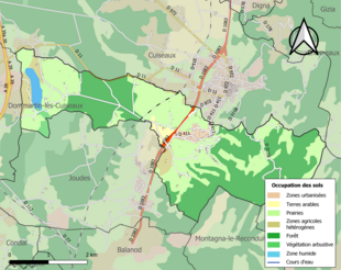 Carte en couleurs présentant l'occupation des sols.