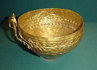 This ancient Egyptian golden bowl was buried in the tomb of a pharaoh and today sits in the British Museum. Gold items were often buried with pharaohs to use in the after-life, because gold is free from corrosion or decay.