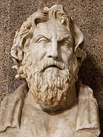 Antisthenes. Roman copy after a Hellenistic original. From the Villa of Cassius at Tivoli, 1774. Antisthenes Pio-Clementino Inv288.jpg