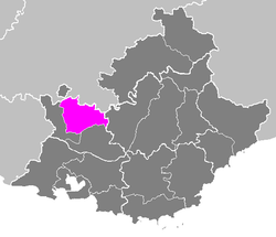 Location of Carpentras in Provence-Alpes-Côte d'Azur