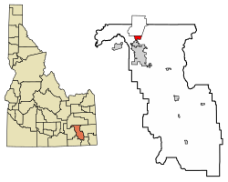 Location of Tyhee in Bannock County, Idaho.