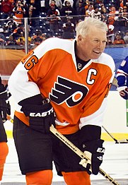 Bobby Clarke played for the Flyers from 1969-70 to 1983-84 Bob Clarke 2012.jpg