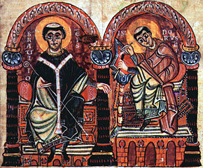 Den hellige Braulius av Zaragoza med den hellige Isidor av Sevilla