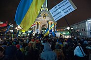 Demonstranti euromajdanu dne 27. listopadu 2013, Kyjev, Ukrajina