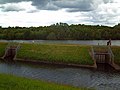 Sluices controlling the flow of water into Forge Mill Lake, a storm water retention basin.