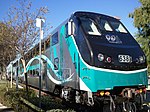 Metrolink's new Hyundai Rotem Cab Car at Virginia Colony in the City of Moorpark