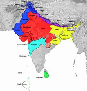 Indo-Aryan languages, grouping according to SI...