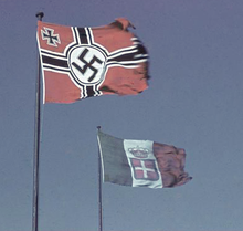 Italy was Nazi Germany's biggest ally for most of the regime's existence. Italian and German flags - june 1943.png