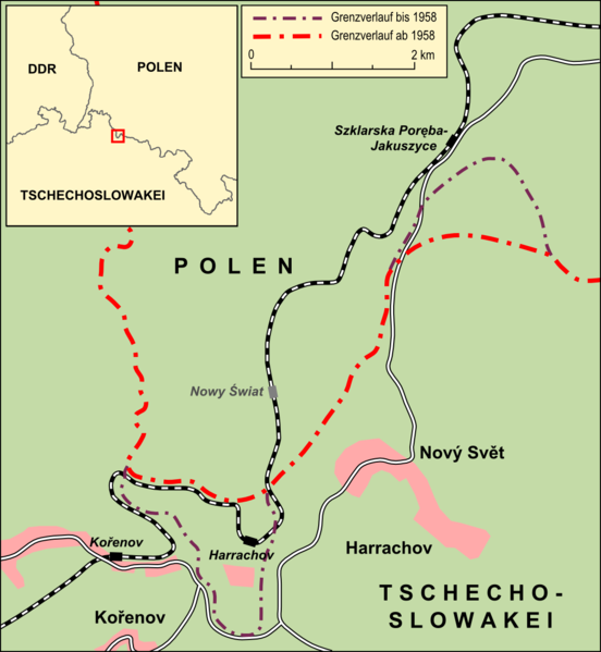 Datei:Karte Gebietsaustausch Tschechoslowakei-Polen 1958.png