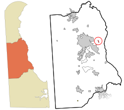 Location in Kent County and the state of Delaware.