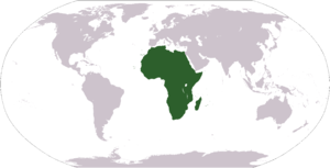 World map depicting Africa