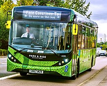 Bus in Maidstone with instructions to wear facemasks Maidstone Park & Ride (50324618772).jpg