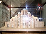 A model of the original Cathedral of Santa Sophia (Cathedral of Holy Wisdom) in Kyiv, built from 1037–1057. The model is housed in the narthex of the cathedral, which is now a museum.