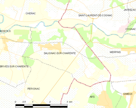 Mapa obce Salignac-sur-Charente
