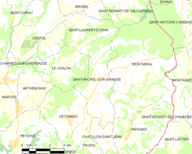 Mapa obce Saint-Michel-sur-Savasse