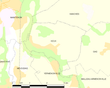 Carte de la commune de Houx.