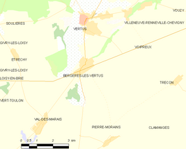 Mapa obce Bergères-lès-Vertus