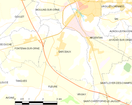 Mapa obce Sarceaux