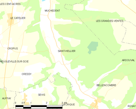 Mapa obce Saint-Hellier