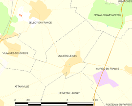 Mapa obce Villiers-le-Sec