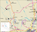 Mappa di Byurakan e della regione circostante.