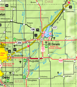 KDOT map of شهرستان باتلر، کانزاس (legend)