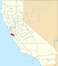 Map of Kalifornija highlighting Santa Cruz County