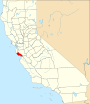 Mapa de Califòrnia destacant el Comtat de Santa Creu