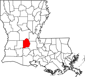 Карта Луизианы с указанием прихода Эванджелин