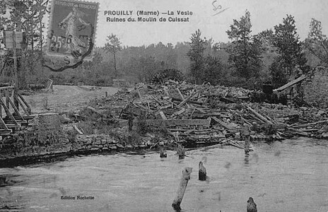 Moulin de Cuissat après le bombardement allemand.