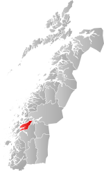 Mapa do condado de Møre og Romsdal com Leirfjord em destaque.