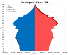 Non-Hispanic White population pyramid in 2020 Non-Hispanic White Americans population pyramid in 2020.svg