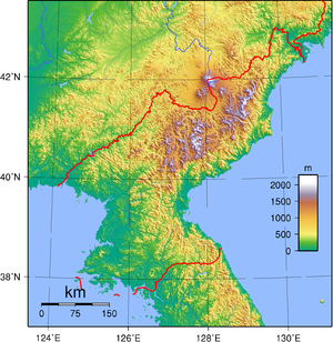 Topographic map of North Korea. Created with G...